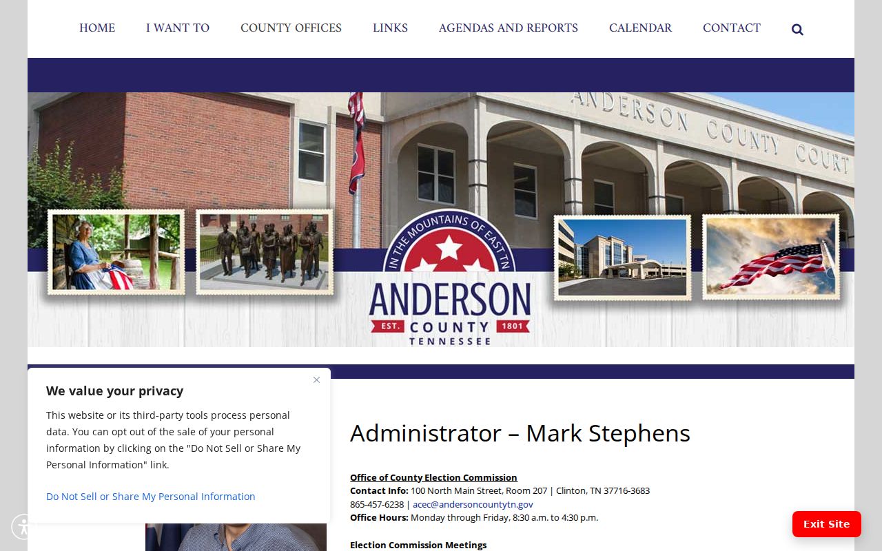 Oak Ridge voter registration records at Anderson County Election Commission