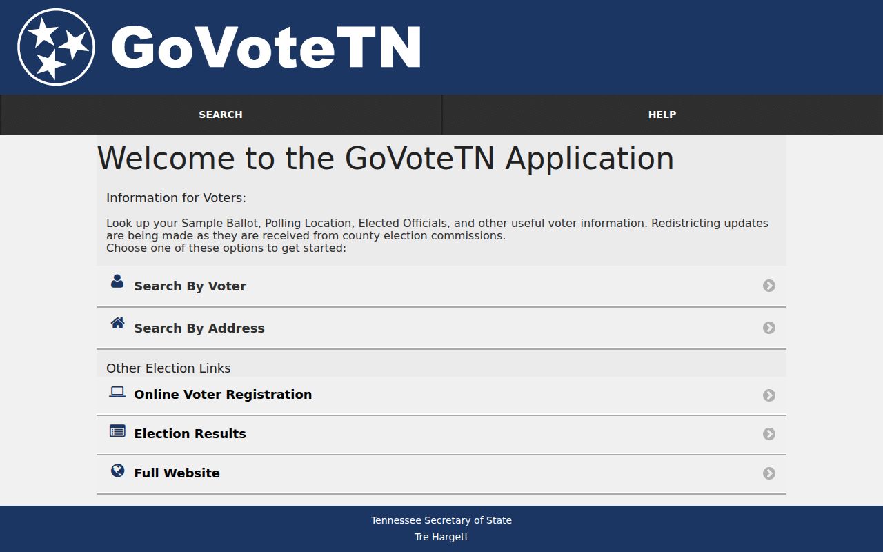 Oak Ridge voter registration and polling information search fields